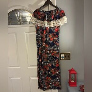 Forever 21 Floral Maxi Dress - Navy and Red